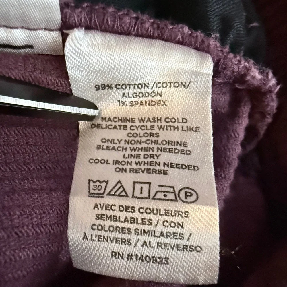 LOFT Corduroy Pants 10 Purple Straight Leg High Rise 752601 Preppy Academia